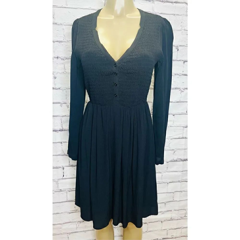 Maeve By Anthropologie Womens Black Knee Length Long Sleeve Masse Dress X-Small
